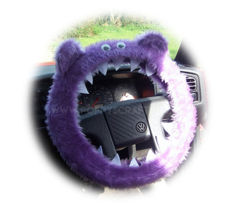 Lilac Fuzzy furry Monster car steering wheel cover faux fur fluffy