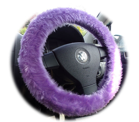 Pretty Lilac fuzzy faux fur car steering wheel cover