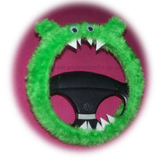 Lime Green fuzzy Monster car steering wheel cover