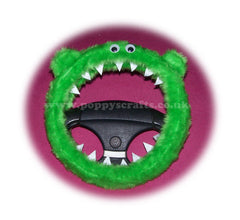 Fuzzy Monster car steering wheel cover Plain faux fur choice of colour Lime Green