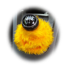 Marigold Yellow fuzzy faux fur gear stick gaiter cover