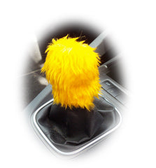 Fuzzy faux fur Gear knob stick shift cover choose your colour Marigold