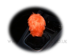 Tangerine Orange fuzzy faux fur Gear knob stick shift cover