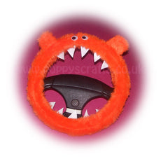 Tangerine Orange Monster fuzzy faux fur steering wheel cover
