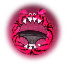 Pink and black Tiger stripe fuzzy Monster steering wheel cover
