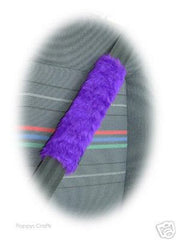 Single fluffy faux fur seatbelt pad / shoulder pad in choice of colour Purple