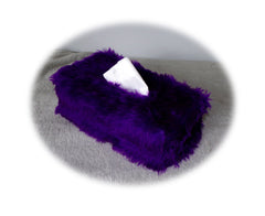 Fluffy faux fur Rectangular Tissue Box Cover choice of colours Purple