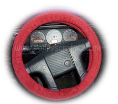Racing Red fleece car steering wheel cover