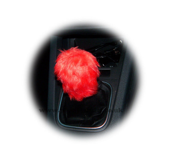 Fuzzy faux fur Gear knob stick shift cover choose your colour Red