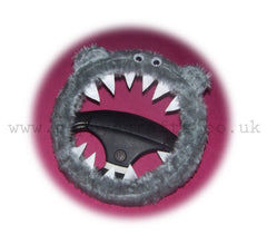 Light Silver Grey faux fur fuzzy Monster car steering wheel cover