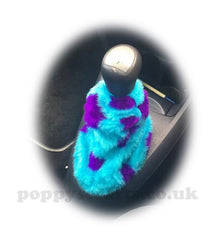 Large 7 Piece Spotty Monster fluffy car accessories set faux fur