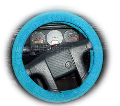 Turquoise / Teal fleece car steering wheel cover