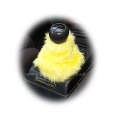 Sunshine Yellow fuzzy faux fur gear stick gaiter cover