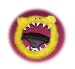 Fuzzy faux fur Yellow Monster steering wheel cover