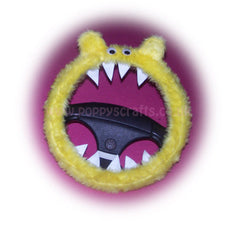 Fuzzy faux fur Yellow Monster steering wheel cover