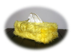 Yellow Fluffy faux fur Rectangular Tissue Box Cover