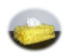 Fluffy faux fur Rectangular Tissue Box Cover choice of colours Yellow