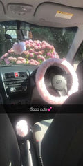 Baby pink fuzzy faux fur car steering wheel cover Poppys Crafts