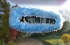 fuzzy faux fur rear view interior car mirror cover in choice of colour Baby Blue
