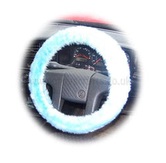 Baby Blue fluffy fuzzy faux fur car steering wheel cover Poppys Crafts