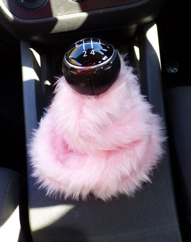 Cute Baby pink fluffy fuzzy gear stick gaiter cover
