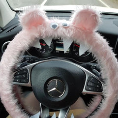 Baby pink faux fur fuzzy Monster car steering wheel cover Poppys Crafts
