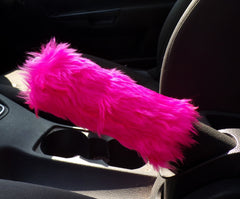 Fuzzy faux fur Barbie Pink Handbrake cover cute