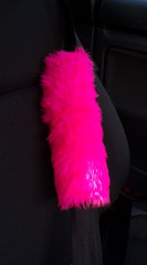 Barbie pink fuzzy faux fur car seatbelt pads 1 pair