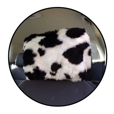 1 pair of Fuzzy Faux fur Headrest covers in a choice of print's