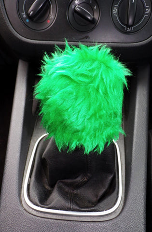 Emerald Green fuzzy faux fur Gearknob cover