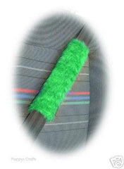 1 pair of Fuzzy faux fur Emerald Green car seatbelt pads furry and fluffy Poppys Crafts