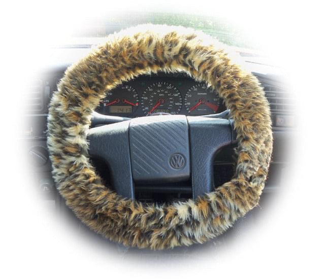 Baby Leopard cub fuzzy faux fur car steering wheel cover Poppys Crafts