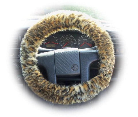 Baby Leopard cub fuzzy faux fur car steering wheel cover
