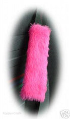 Barbie pink fuzzy faux fur car seatbelt pads 1 pair Poppys Crafts