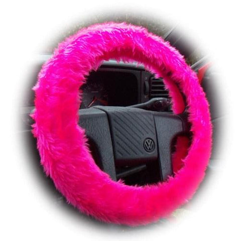 Barbie Pink fuzzy faux fur car steering wheel cover