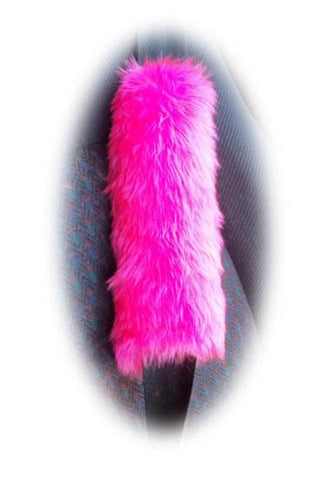 Barbie pink fuzzy faux fur car seatbelt pads 1 pair