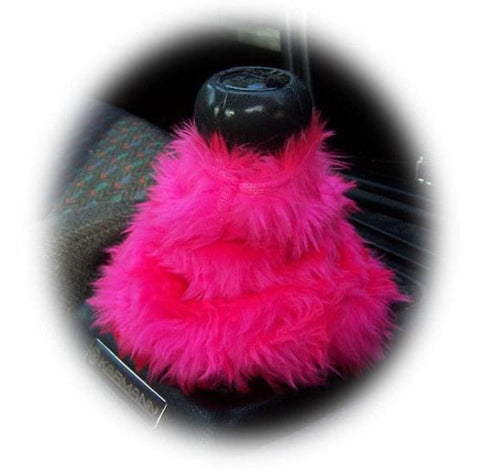 Barbie pink fuzzy faux fur gear stick gaiter cover