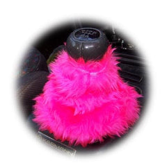 Barbie pink fuzzy faux fur gear stick gaiter cover Poppys Crafts