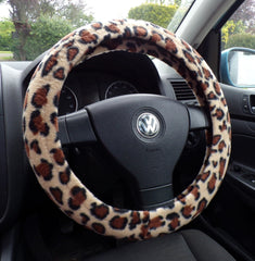 Lovely Leopard print fleece car steering wheel cover