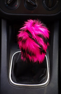 Fuzzy faux fur Pink tiger print Gearknob cover cute