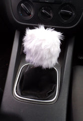 Pretty White fuzzy faux fur Gear knob stick shift cover