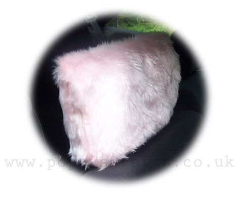 Fluffy Baby Pink faux fur car headrest covers 1 pair