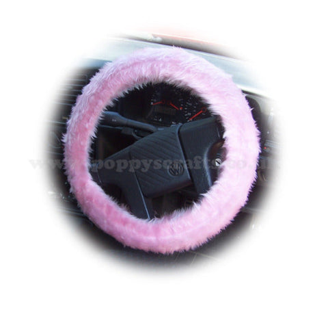 Blossom pink fuzzy faux fur car Steering wheel cover