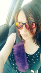 Fuzzy faux fur Purple car seatbelt pads 1 pair Poppys Crafts