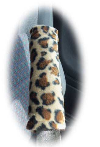 leopard print fleece seatbelt pads 1 pair