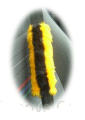 Bumble Bee stripey faux fur seatbelt pads 1 pair Poppys Crafts