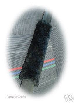 Black fluffy faux fur Guitar strap pad, bag, seatbelt, shoulder pad multi-use furry and fuzzy Poppys Crafts