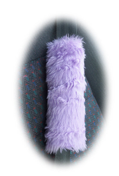 Pretty faux fur fuzzy Lilac car seatbelt pads 1 pair Poppys Crafts