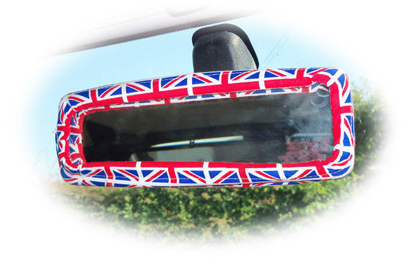 Union jack flag cotton rear view mirror cover Poppys Crafts