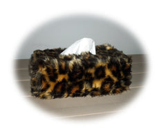 Leopard print Fluffy faux fur Rectangular Tissue Box Cover Poppys Crafts